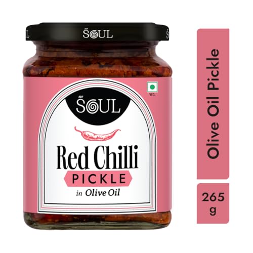 Image of ADF Soul Spicy red chilli pickle made in 100% Olive Oil | Hot, hearty and handcrafted | 265g