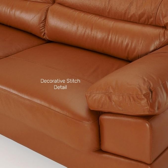 Image of LEGACY OF COMFORT Heaven 3 Seater Sofa Premium Leatherette Sofa for Living Room Offices and Hotels Brown