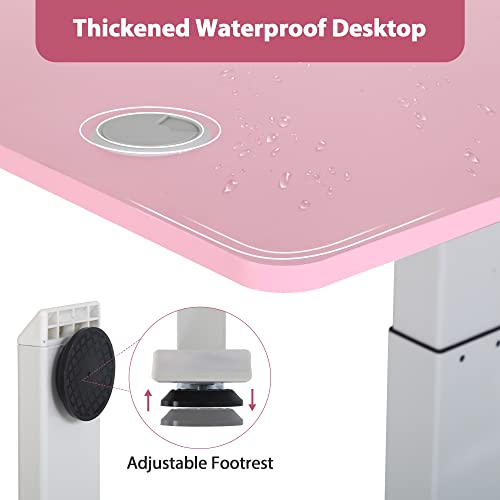 Electric Standing Desk, 55 X 24 Inches Adjustable Height Stand Up Desk With Memory Controller, Large Standup Desks For Home Office, Tall Sit To Stand Desk, Motorized Lifting Desk, Gaming Desk Pink #TOP4