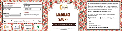 Image of Organic Nature Peppermint Fennel Seeds Madrasi saunf - White Saunf (Jar Pack) (300 Grams (Pack of 1 of 300 Grams))
