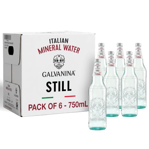Galvanina Still Mineral Water – Premium Italian Mineral Water, 750 ml (6 Glass Bottles) | Pure, Smooth Hydration with Clean Mineral Finish.