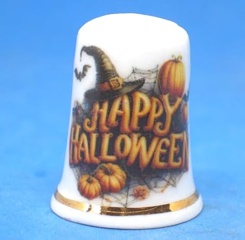 Birchcroft Porcelain China Collectible Thimble - Happy Halloween Box