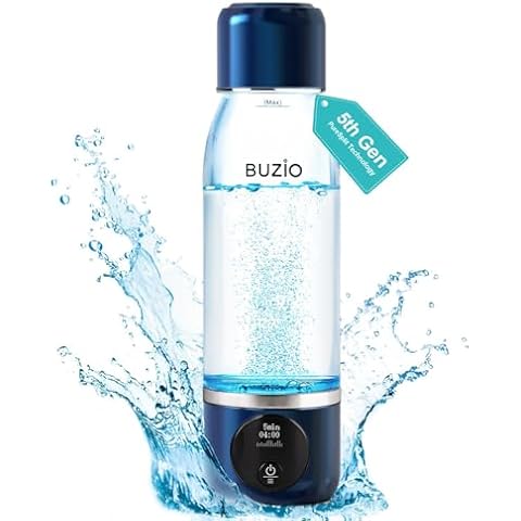 Hydrogen Water Bottle, BUZIO 3000ppb Hydrogen Water Bottle Generator Machine with Gen5 Technology Pure Hydrogen Concentration Alkaline Water Bottle for Christmas, with Dupont Membrane, OLED Display Cover