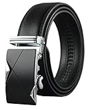 Ratchet Belt for Men, QISHI YUHUA Slide Men's Belt with Genuine Leather 1 3/8,Trim to Fit