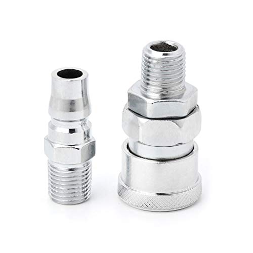 Youngy 2 Pieces 1/4 Pneumatic Part Thread Connector Air Compressor Quick Release Connector