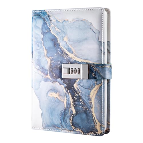 Lock Diary - metal combination Journal with Lock, PU leather Journaling Notebooks with Portable Design | Stylish Kids' Diaries Journals & Notebooks organizing for Children Boys Girls, 8.66x5.91 inches