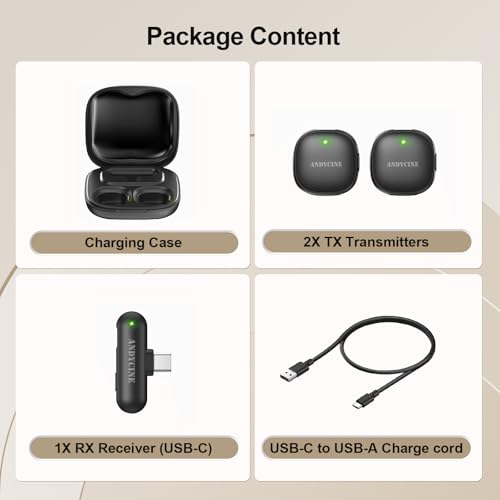 ANDYCINE MC Microphone Cravate sans Fil Compatible avec iPhone séries 15, 16 et 17 / Android/PC/Ordinateur Portable Micro-Cravate avec Prise USB-C, réduction de Bruit – vue 8
