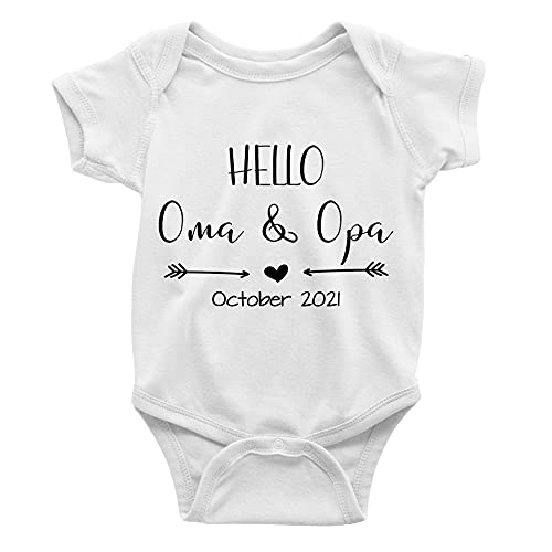 Custom Baby Clothes Hello Oma & Opa Personalized Baby Onesie Cute Grandma Onesie Cute Grandpa Onesie
