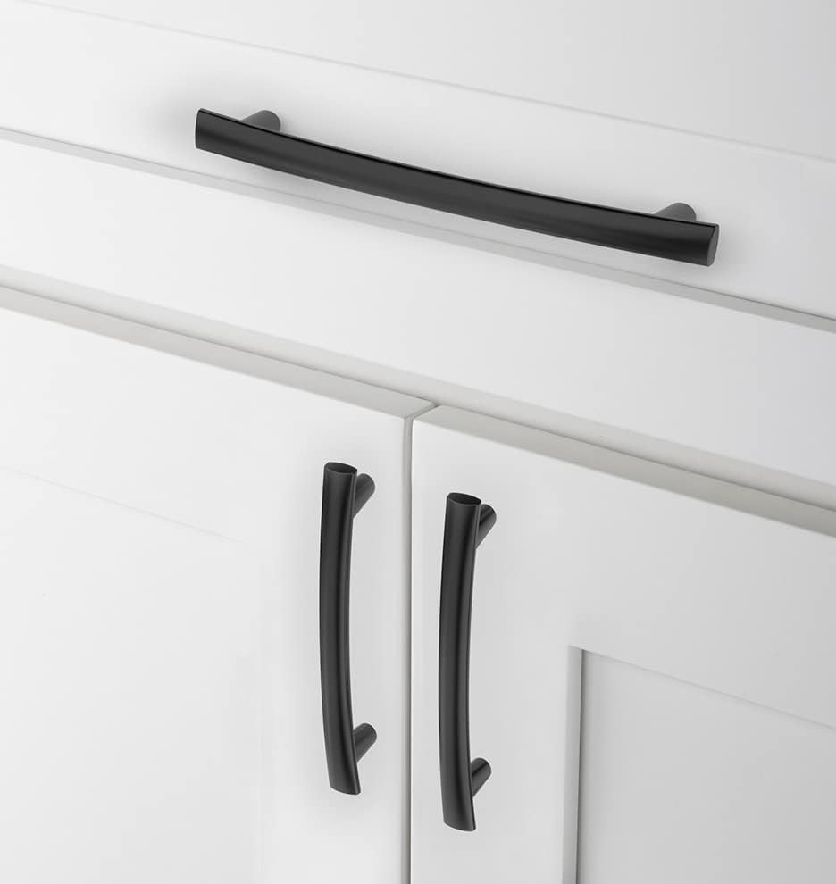 Miniatura 4 de Coinkoly Paquete de 10 manijas de gabinete de cocina color negro mate, tiradores centrales de 6.3 pulgadas, accesorios de gabinete de cocina para