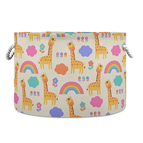 Wusikd Cute Giraffe Rainbow Cotton Rope Basket Cloud Flower Baby Laundry Basket for Blankets Toys Storage Basket Bins Box Organizer Basket