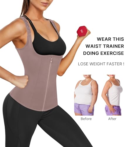 Image of Nebility Waist Trainer for Women Corset Shapewear with Zipper Women's Waist Cincher Tank Top with Adjustable Straps