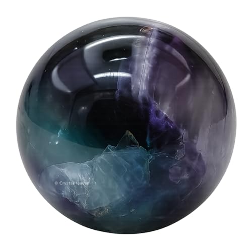 Image of Certified Fluorite Crystal Ball for Meditation - Premium Crystal Vastu Items for Home and Feng Shui Items for Good Luck - Ideal for Pooja Supplies and Spiritual Practices (2 inch Inch)