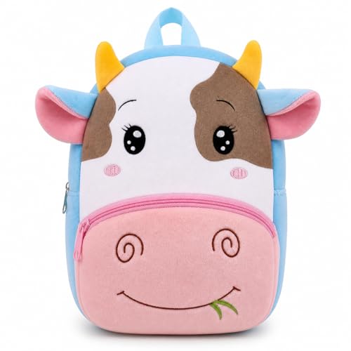Image of Cartoon Plush Kids School Bag 2-6 Years | Soft Toy Backpack for Boys & Girls | Toddler Nursery Preschool Bag | Lightweight Adjustable Straps