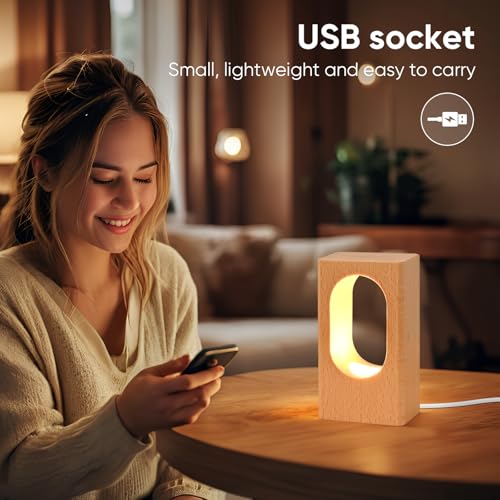 LONRISWAY LED Wood Desk Lamp, Bedroom Bedside Night Light, Dimmable Led Lighting, Creative Home Decor Table lamp, Unique House warmging Gift
