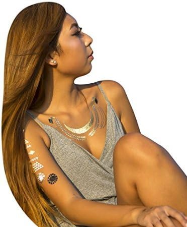 Tattoo Gold Silver Black Metallic Temporary Egyptian Jewelry Tattoo (1 Sheet)
