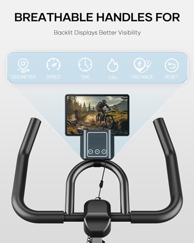 Exercise Bike Stationary Bikes for Home Cycling Bike Indoor Bike with Comfortable Seat Cushion LCD Monitor Silent Belt Drive 300 lbs Weight Capacity Heavy Flywheel - Image 5