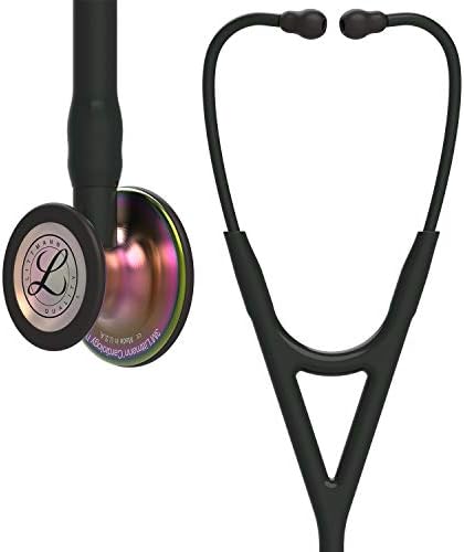 3M Littmann Cardiology IV Diagnostic Stethoscope, 6165, More Than 2X as Loud, Weighs Less, Stainless Steel Rainbow-Finish Chestpiece, 27" Black Tube, Stem, and Headset