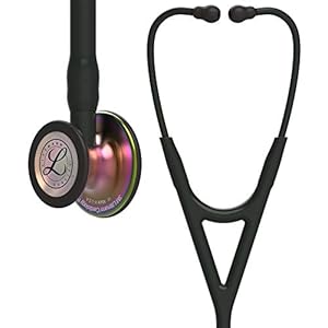 3M Littmann Cardiology IV Diagnostic Stethoscope, 6165, More Than 2X as Loud*, Weighs Less**, Stainless Steel Rainbow-Finish Chestpiece, 27″ Black Tube, Stem, and Headset