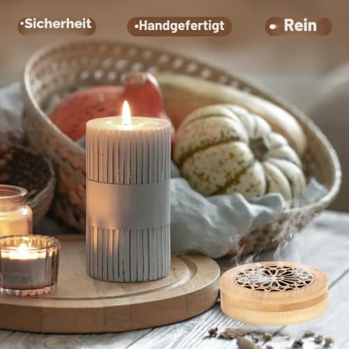 Luziyun 2 Stück Duftstein für Ätherische Öle Diffuser, Klein mit Hölzerner Räucherkiste für Aromatherapie in Schlafzimmer, Badezimmer, Büro, Auto und Reisen