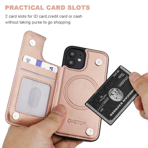 Coque durable antichoc iPhone 12 Mini dorée compatible Magsafe en cuir - 4