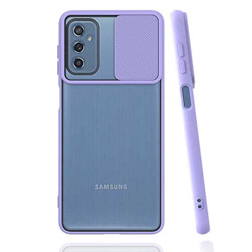 Nevarium Samsung Galaxy M52 5G Kılıf Lens Sürgülü Mat Silikon Palm
