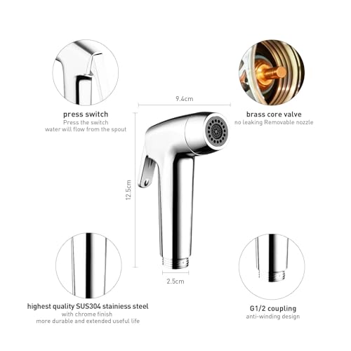 Handheld Toilet Bidet Sprayer for Toilet-Adjustable Water Pressure Control with Bidet Hose for Feminine Wash, Jet Sprayer for Toilet Muslim Shower, Bidet Faucet Cloth Diaper for Baby Wash thumbnail 2