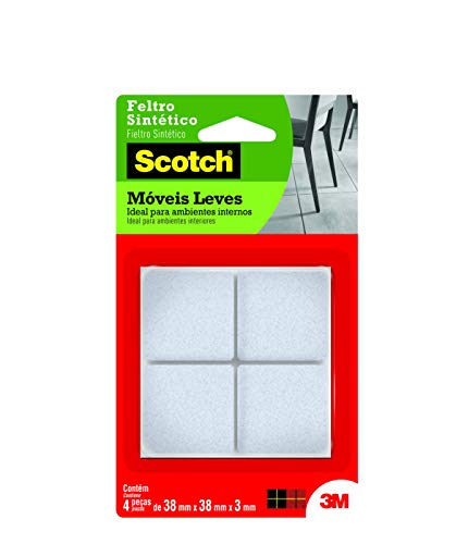 Feltro Sintético para Móveis Leves 3M Scotch Quadrado Branco Extra Grande - 4 unidades