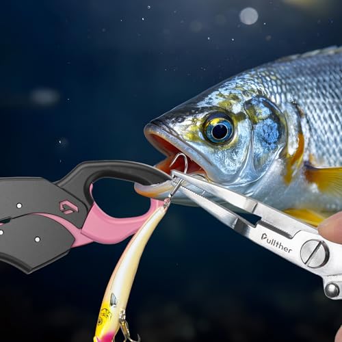 Image of Fish Gripper 9.2 inch,Muti-Function Line Cutter Fishing Pliers, Saltwater Fishing Tool Kit,Fishing Gear with Fishing Lanyard