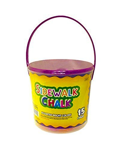Bucket O' Sidewalk Chalk - 15 Assorted Bright Colored Sticks by Basic