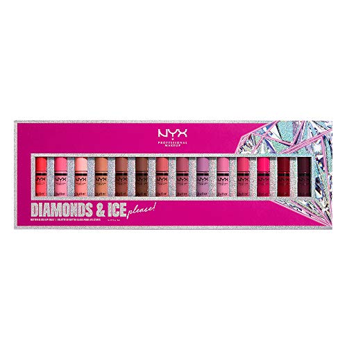 NYX Professional Makeup Diamonds & Ice, Please Butter Gloss Lip Vault - 14 Piece Butter Lip Gloss Set