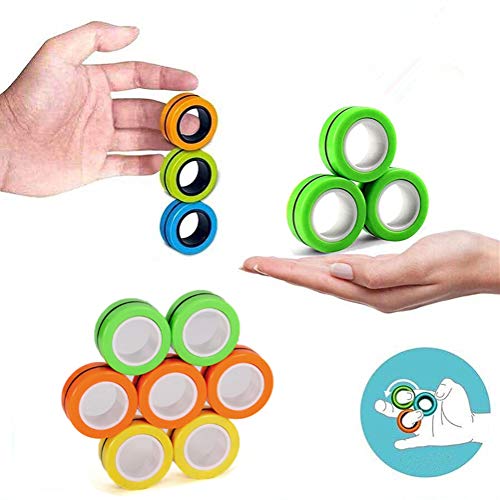 RITONS 12 PCS Finger Magnetic Ring, Magnet Toy, Magnetic Fingertip Toys, Decompression Magnetic Magic Ring, Magnetic Game, Magnetic Bracelet, Durable Unzip Toys