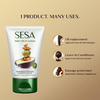 sesa Hair Oil in Lotion Non-Sticky Oil Replacement Bhringraj & 17 Ayurvedic Herbs with 7 Nourishing Oils & Vitamin E All Hair Types NO Mineral Oil 100 ml (Pack of 1) Hair Oil in Lotion 100ml