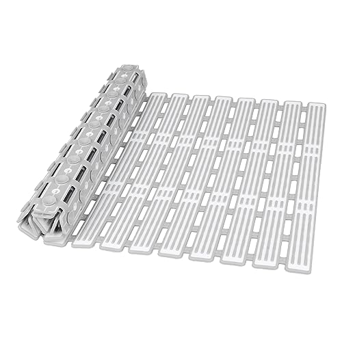 Shower Mat Non Slip Anti Mould-90 x 40 cm Extra Long Grey Bathtub Mats for Elderly-Anti Slip Shower Mats for Inside Shower-Washable Bath Tub Mats with Suction Cups & Drainage for Bathroom Cut to Size