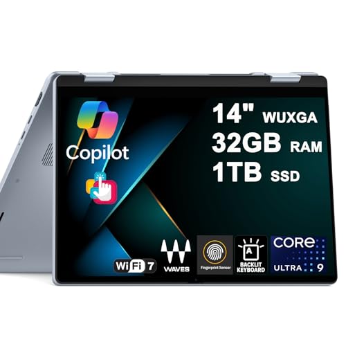 Image of Dell 14 Plus 2-in-1 Laptop 14" WUXGA Touch Intel 8-core Ultra 9 288V (Up to 48 AI Tops) 32GB RAM 1TB SSD Backlit Fingerprint Wi-Fi7 for Creator Business Professional Win11 w/Copilot+ AI