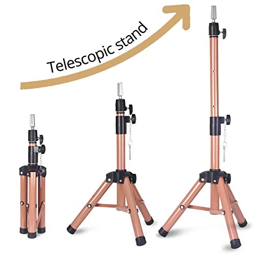 image for Smilco Wig Stand Tripod Mannequin Head Stand, Adjustable Heavy Duty Wi