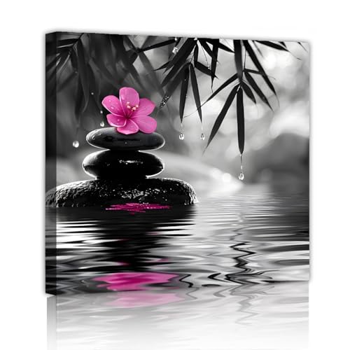 Art mural Zen SHENGPOSTER noir et blanc avec cadre intérieur 65x65cm pour décoration de salon