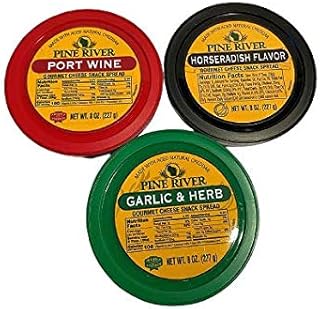 Pine River Cheese Spreads Variety 3-Pack | Garlic & Herb, Horseradish, Port Wine | (3) 8 oz tubs | SHELF-STABLE | Creamy & Flavorful Authentic Wisconsin Pub Cheese Spread