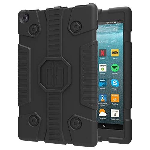 TsuiWah Case for All-New Kindle Fire HD 8 Tablet-Anti Slip Shockproof Kids Friendly Lightweight Protective Silicone Case for Fire HD 8(7th Gen,2017 Release),(6th,2016)(5th,2015)(4th,2014), Black