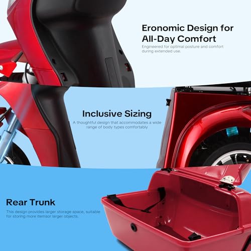 Image of Heavy Duty 3 Wheel Mobility Scooters for Seniors & Adults 500lbs Capacity-800W Mobility Scooters 31 Miles Long Range, All Terrain Electric Powered Mobility Scooters Handicap Mobility Scooter (Red)
