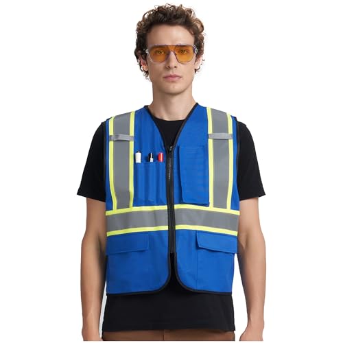 Image of A-KSAFETY High Visibility Safety Vest for Men Women with Pockets and Zipper
