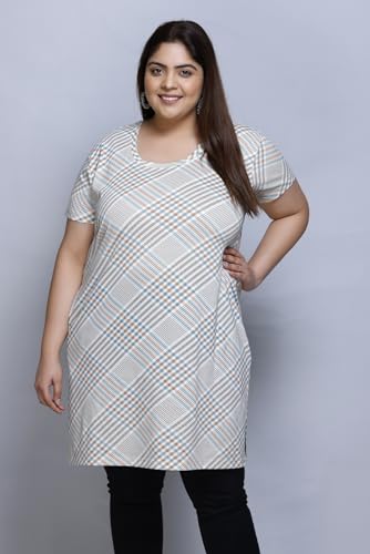 Image of RYSH Women's All-Over Printed Cotton Plus Size Longline T-Shirt with Pockets