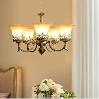 GAUVIK 5 Light 7632 Jhoomar/Chandelier for Restaurant,Living Room,Home Decor Chandelier Ceiling Lamp.Golden Antique-Corded Electric