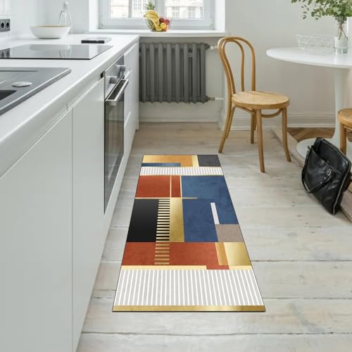 Alfombra de pasillo multicolor de 70x200 cm lavable 5