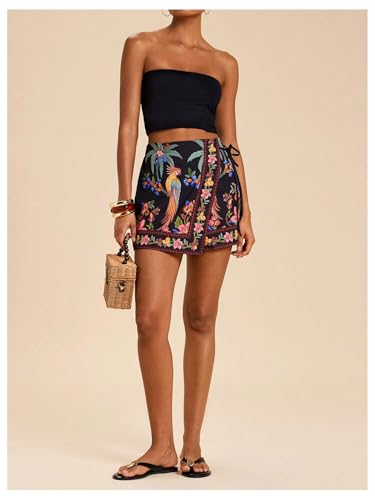 Image of SweatyRocks Women's Boho Mini Skirts Floral Shorts Tie Side Wrap Skorts
