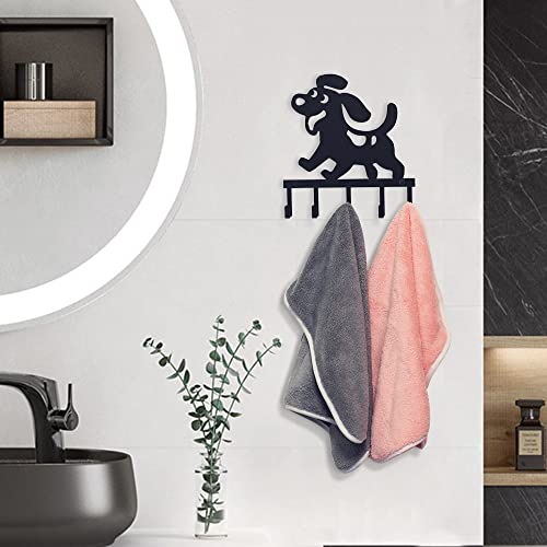 Kobjoy 2Pcs Mini Metal Dog Home Décor, Heavy Duty Wall Hook, Small Key Holder For Wall, Coat Rack Wall Mount, Bedroom Hanging Hat Organizer, Kitchen Towel Hook, Black Funny Dog Gifts For Lovers #TOP6