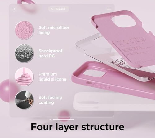 Image of Premium Liquid Silicone Case for iPhone 17 Pro - Slim Full Body Protective Back Cover with Soft Microfiber Lining, Anti-Slip Grip Scratch Resistant Phone Case (Pink)