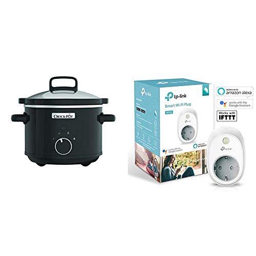 Crock-Pot CSC046X Olla de cocción lenta, 2,4 l, 180 W, Acero Inoxidable, Negro + TP-Link HS100 - Enchufe inteligente para controlar sus dispositivos, funciona con Amazon Alexa y Google Home e IFTTT