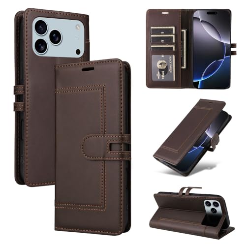 Étui compatible iPhone 13 marron avec clapet magnétique chic