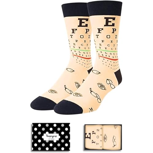 HAPPYPOP Optometry Gifts for Men - Optometrist Gifts Optician Gift Eye Doctor Gift Eye Chart Ophthalmologist Present, Optometry Socks