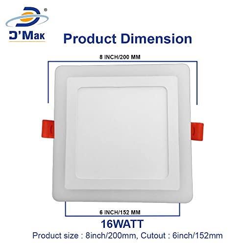 Image of D'Mak 15 Watt Square Concealed Dual LED Panel Light Downlight AC 100-265V (Pink, Green, Blue, Pack of 02)